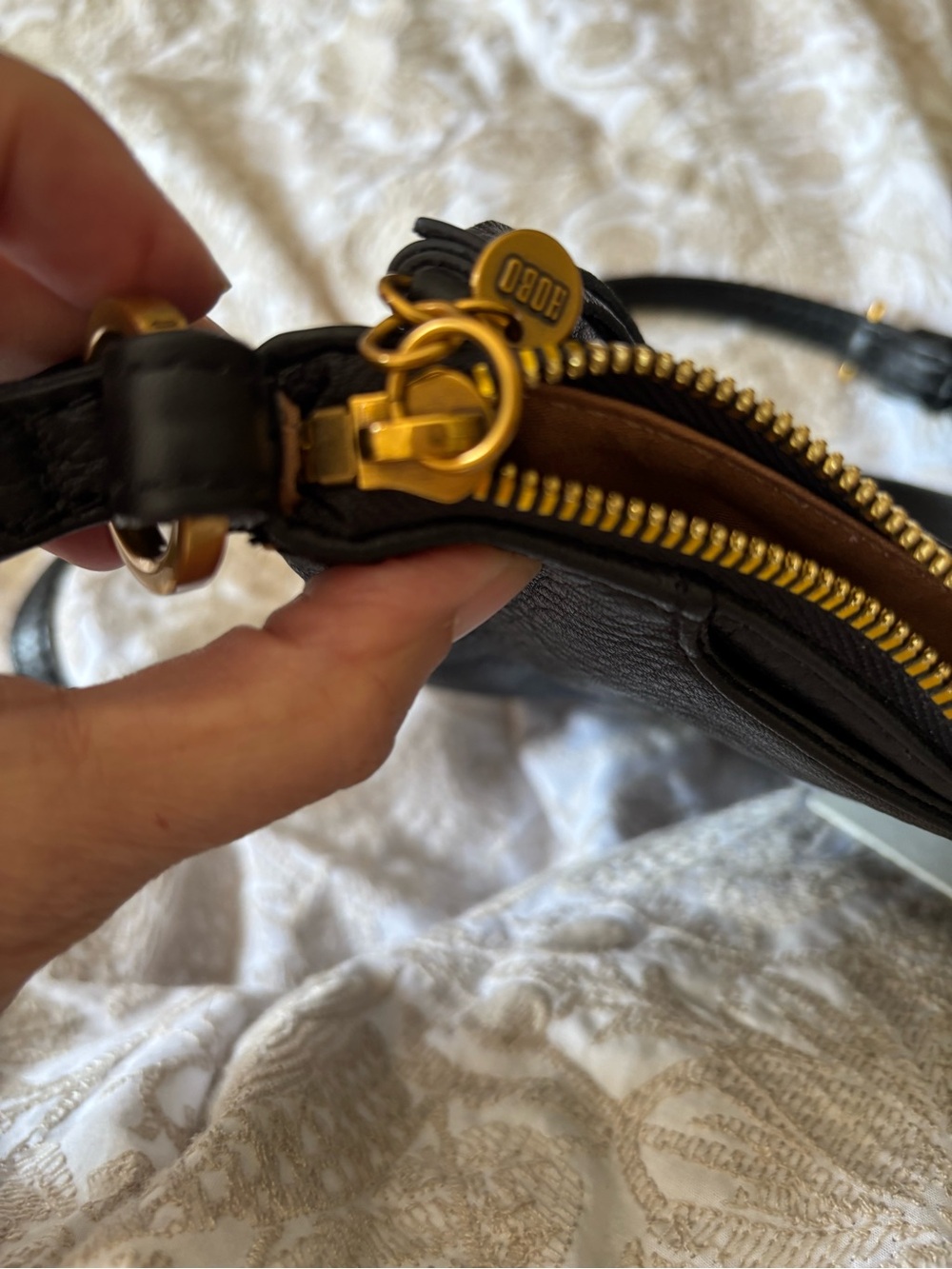 HOBO Black Pebbled Leather Hobo Crossbody with Tassel Strap - Picture 6 of 6